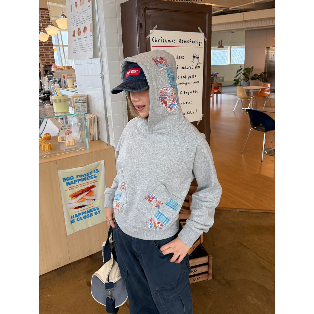 CCYE   Stitched Patch Embroidered Hooded Sweater