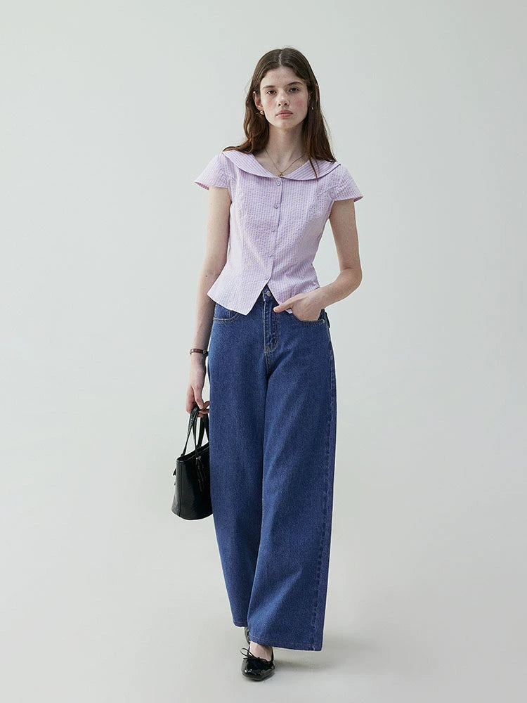 VOOE Korean Versatile High Waist Straight Jeans