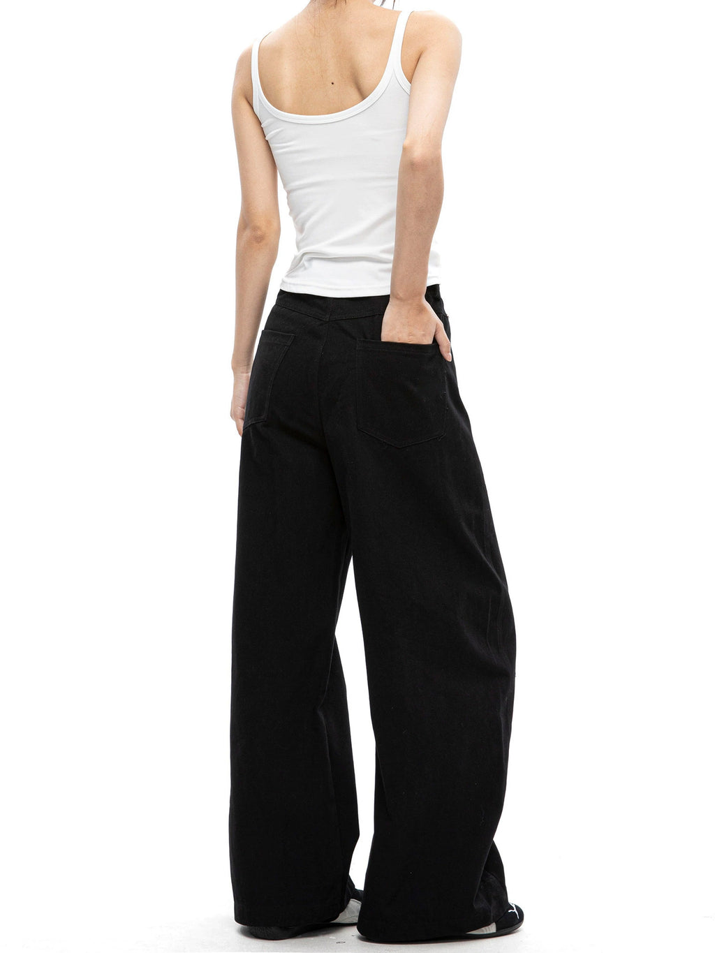 ICH MODE Loose Bf Straight-leg Pants High Waist Wide Leg Trousers