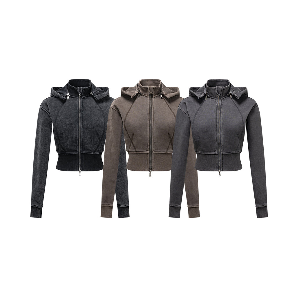 BE Retro Short Waist Zipper Jacket