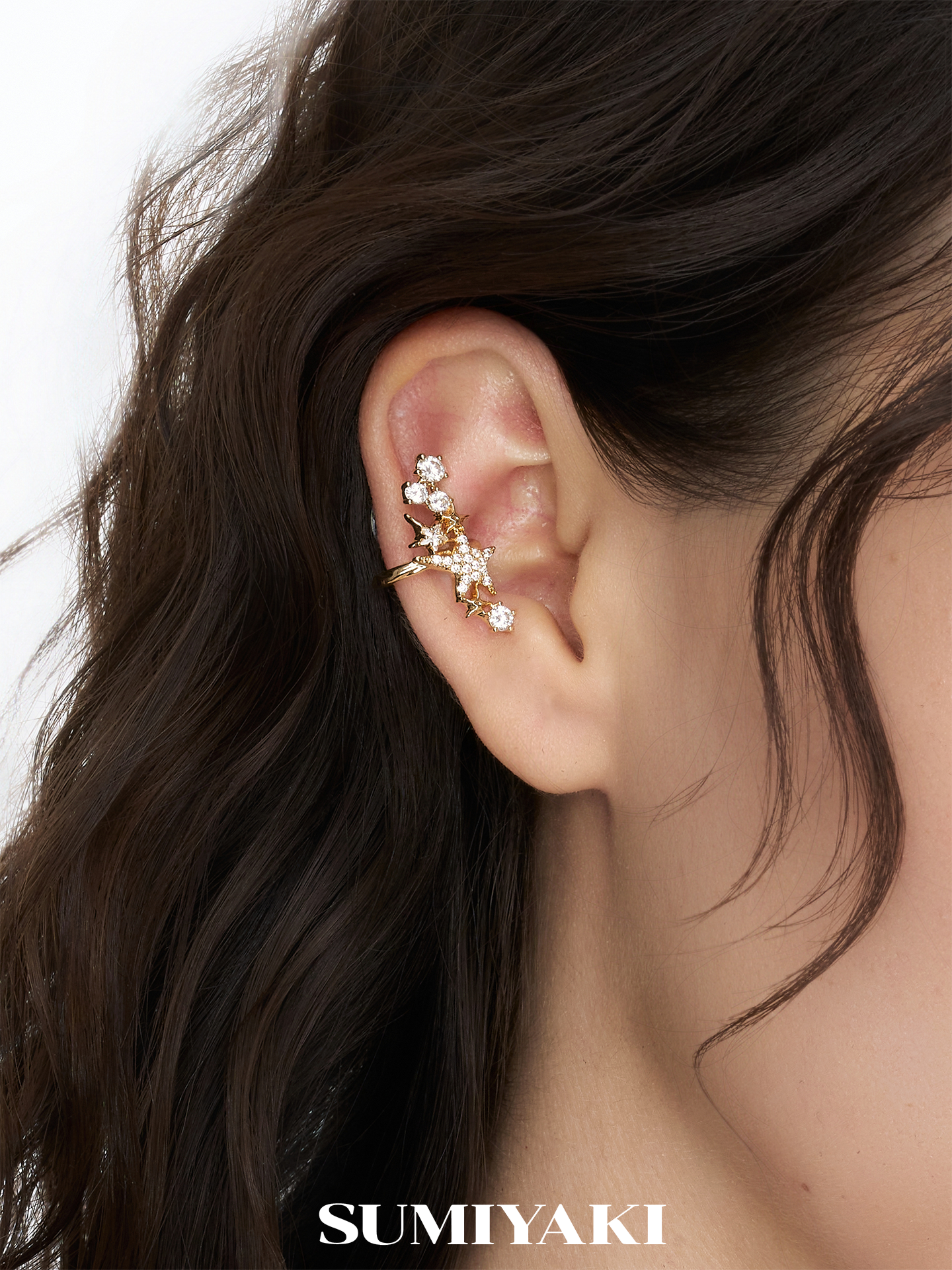 SUMIYAKI Temperament Is Full of Diamond Ear Clips