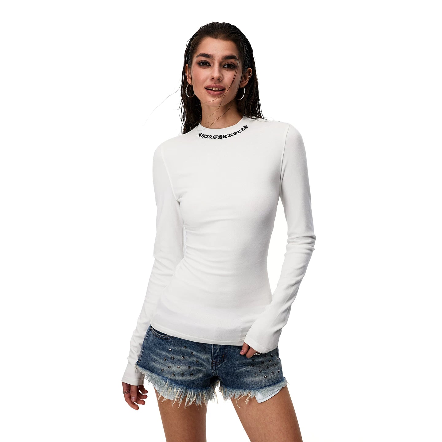 0123Start Front Shoulder Slim Embroidery Slim Long Sleeves