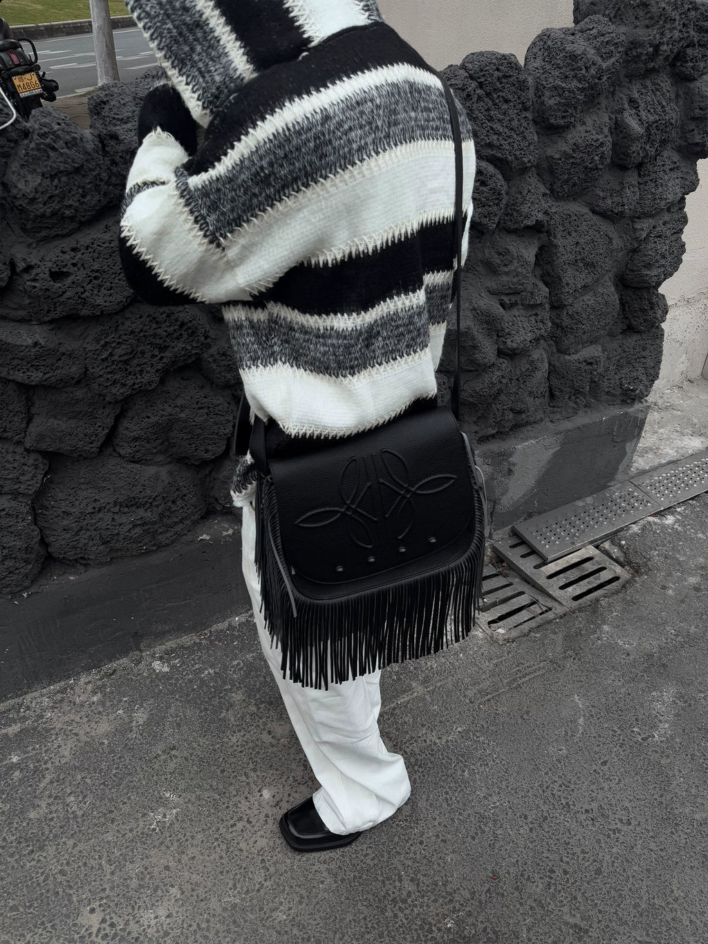 TERRAINCOGNITA Fringed Pearl Crossbody Shoulder Bag