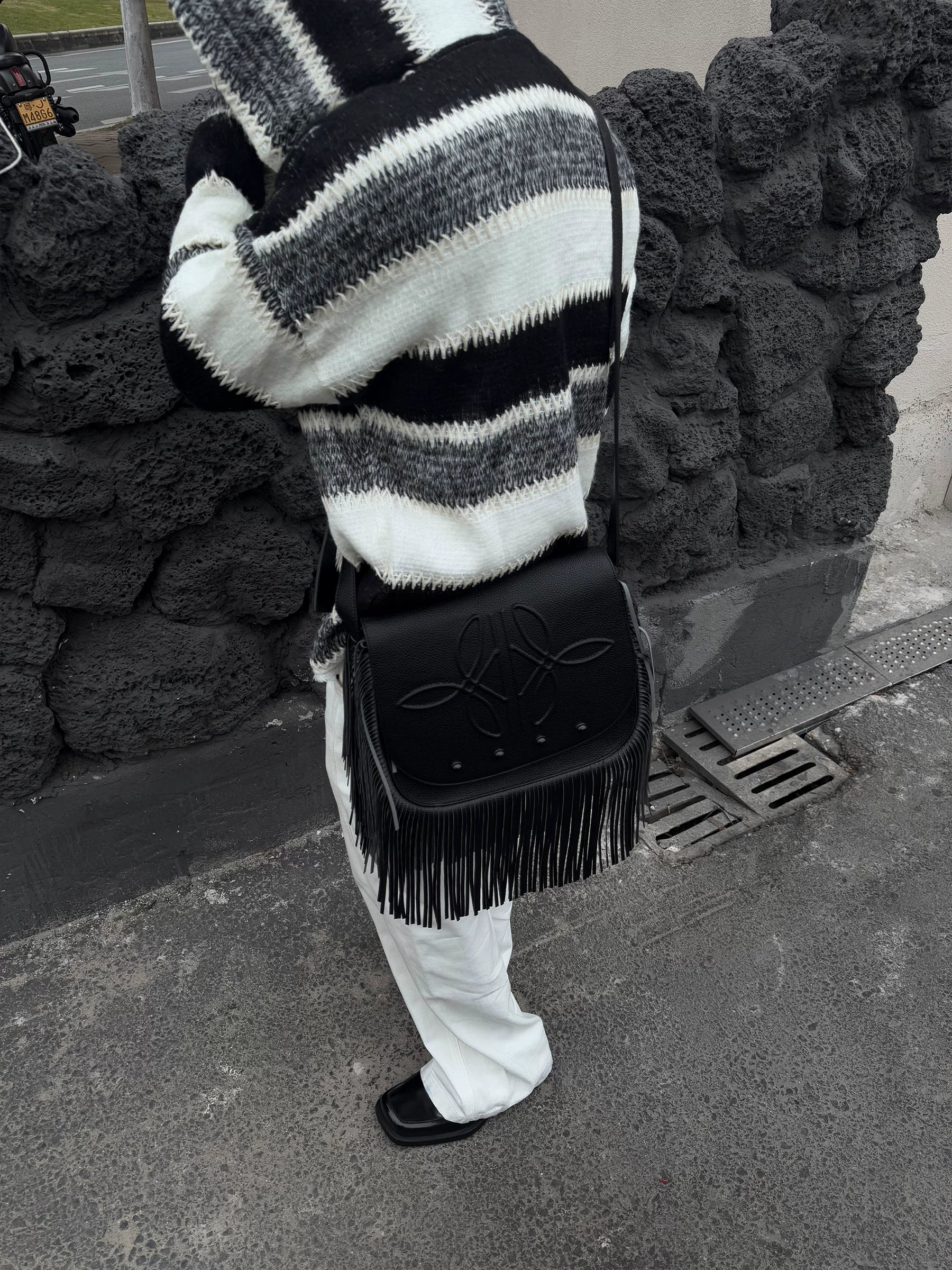 TERRAINCOGNITA Fringed Pearl Crossbody Shoulder Bag