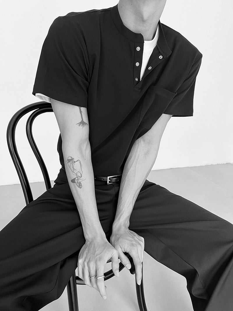 COLN Henry Neck Shoulder Short Tee