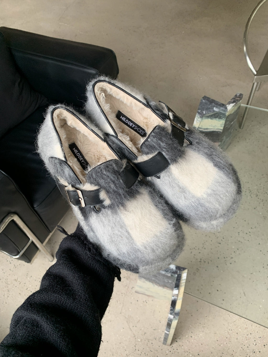 Milooey Thick-soled Velvet One-pedal Fluffy Shoes