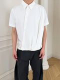 Stay The Night Pleated Strap-Up Short Sleeve Shirt
