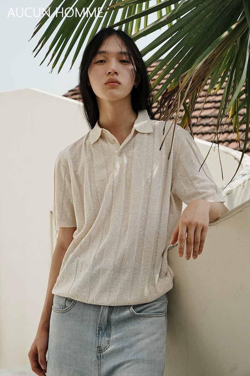 NO LOGO Old Money Dark Strip Jacquard Polo Shirt