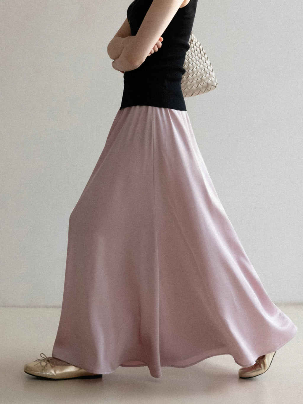 Cantonstory High Waist Drape Versatile and Thin Dress