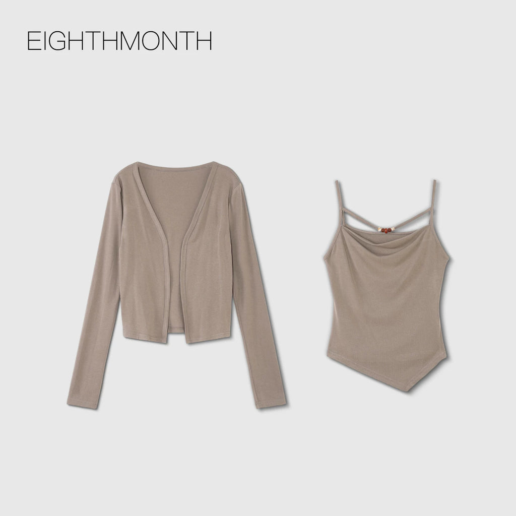 EIGHTHMONTH Casual Suspender Blouse Two-piece Set
