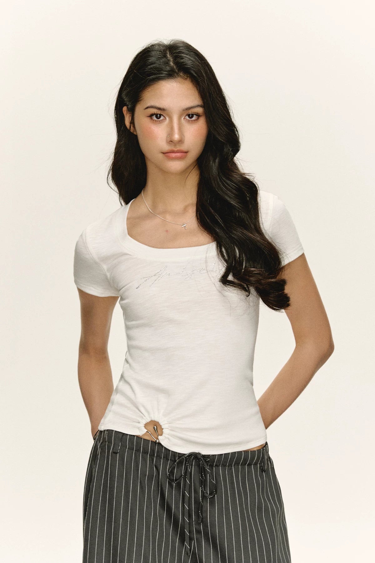 Ariseism Vintage Metal Twisted Crew Neck Short Tee