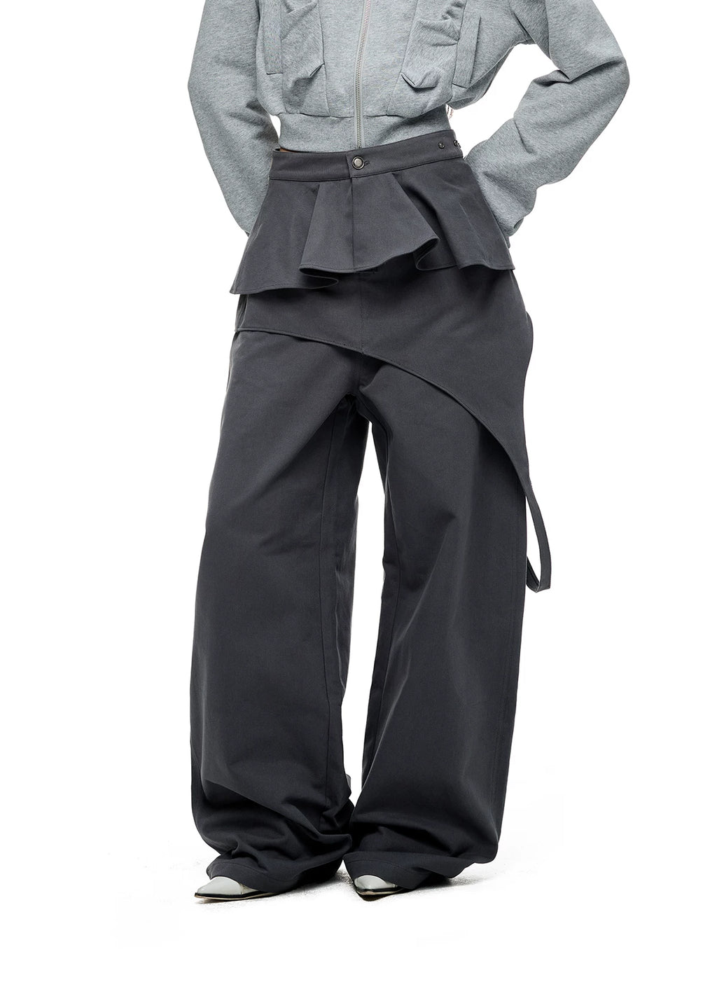 JIKOO Removable Irregular Fart Curtain Straight-leg Pants