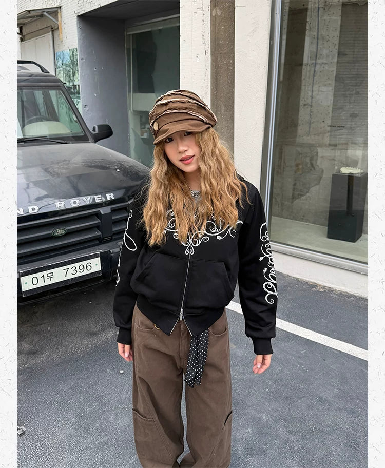 CCYE Front Shoulder Love Print Sweater Hooded Jacket
