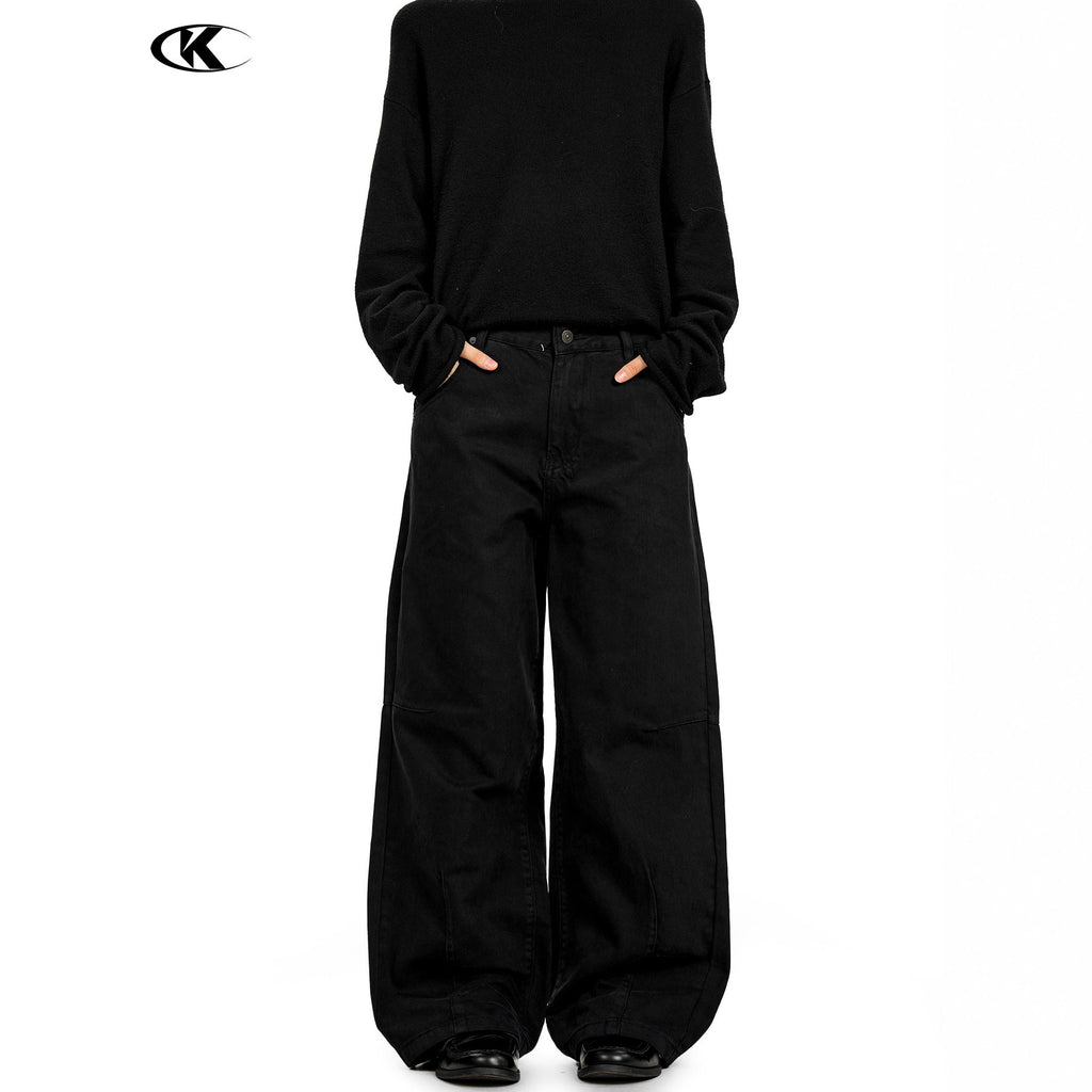 11KN Retro Casual Pleated Thin Wide-leg Trousers