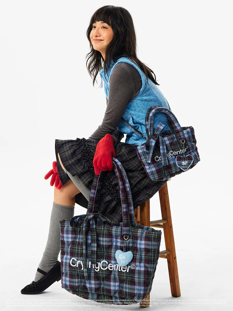 CryingCenter Vintage Checked Tote Bag