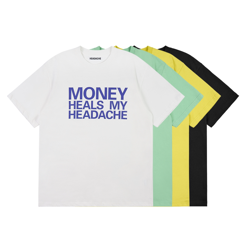 HEADACHE Bold Letter Print Round Neck Tee