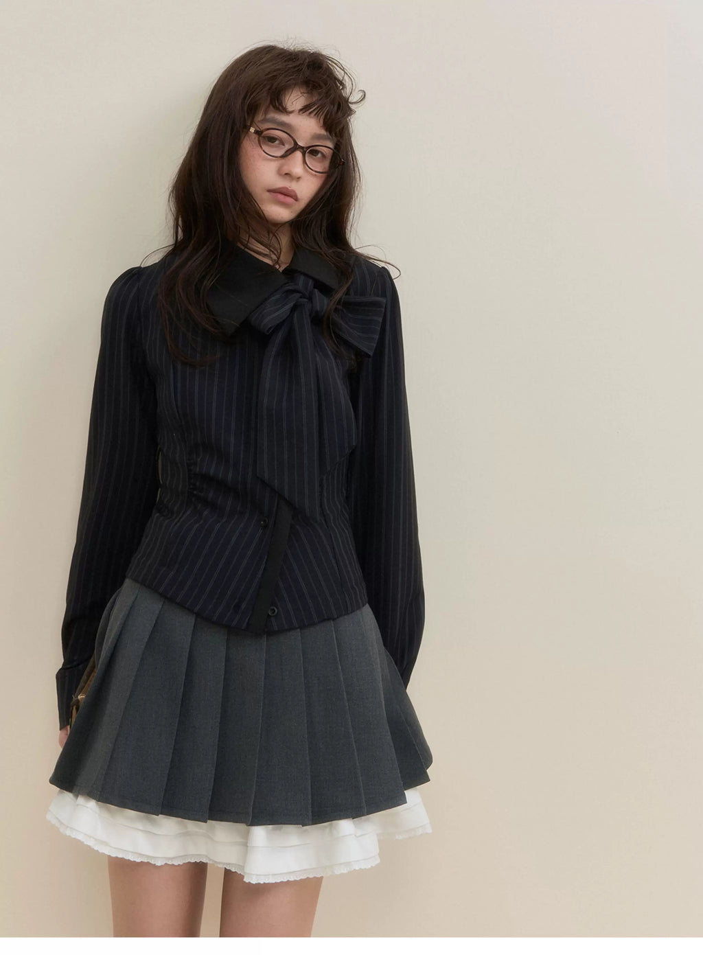 SunsetPark Romantic Irregular Detachable Bow Blouse