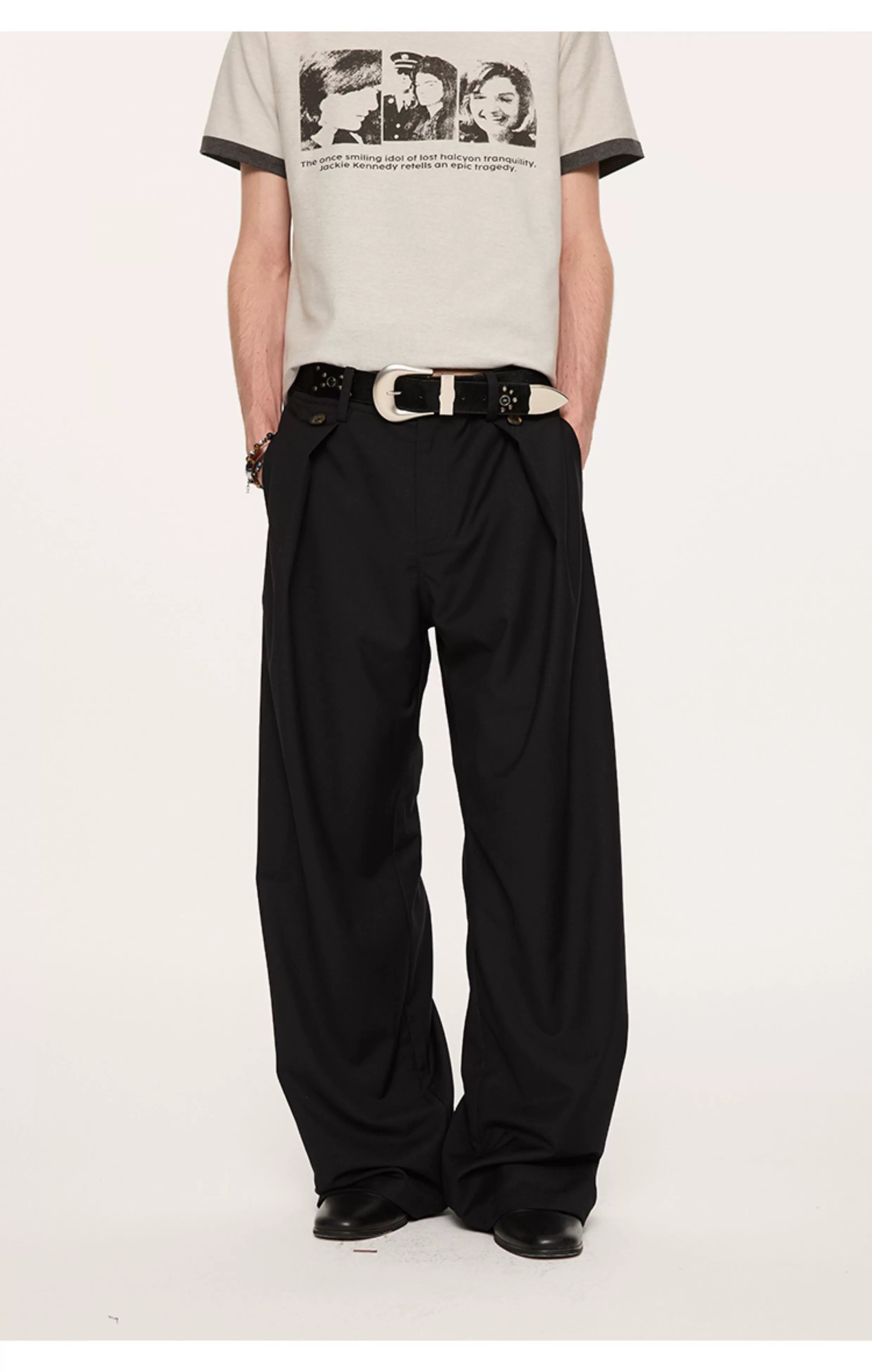 KREATE Flanged Casual Loose A-shaped Trousers