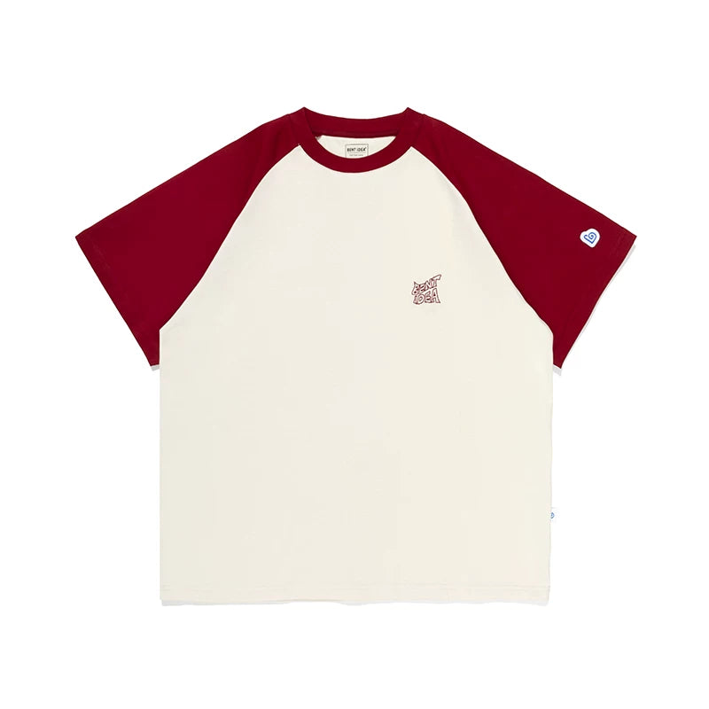 BENT IDEA Retro Color Matching Shoulder Casual Tee