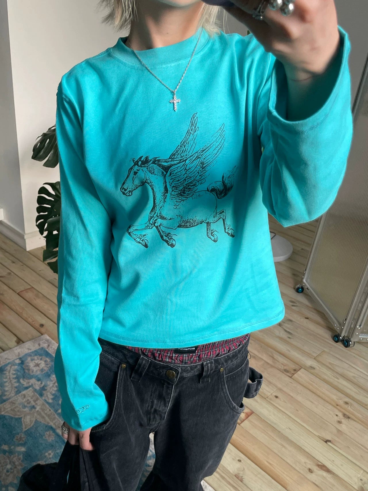 MMBBT Pegasus Cotton Printed Round Neck Loose Long Sleeves