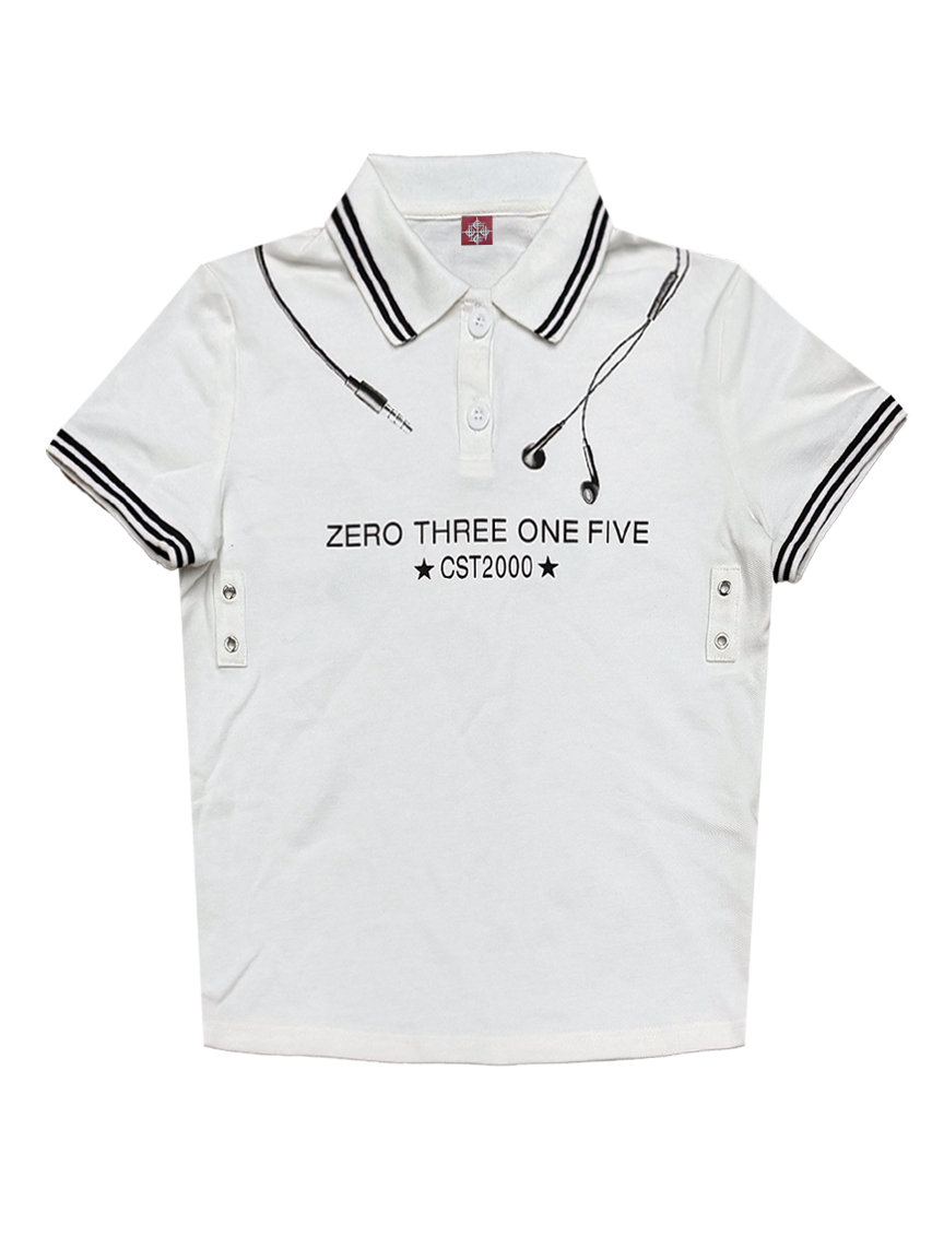 DETW Contrasting Front Shoulder Polo Shirt Tee