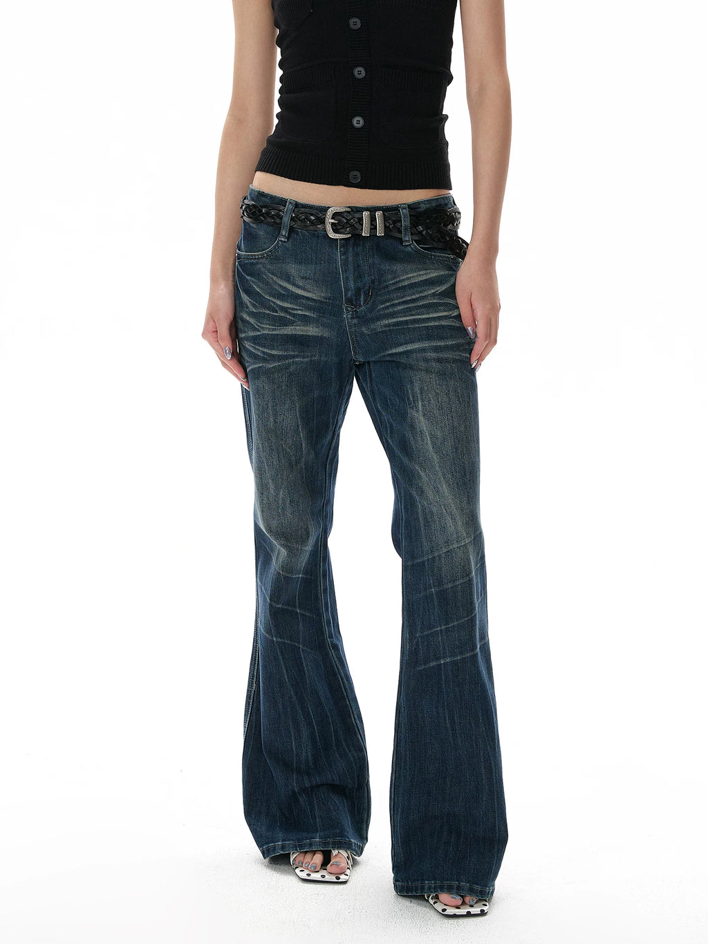 A PUEE Retro Low-rise Straight-leg Slim-fit Jeans