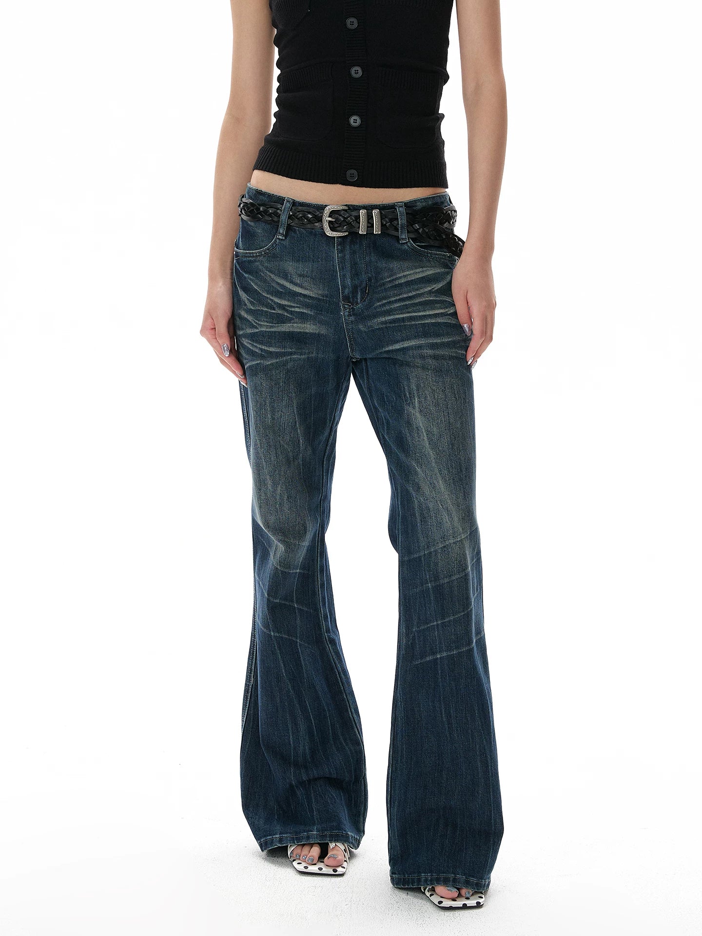 A PUEE Retro Low-rise Straight-leg Slim-fit Jeans