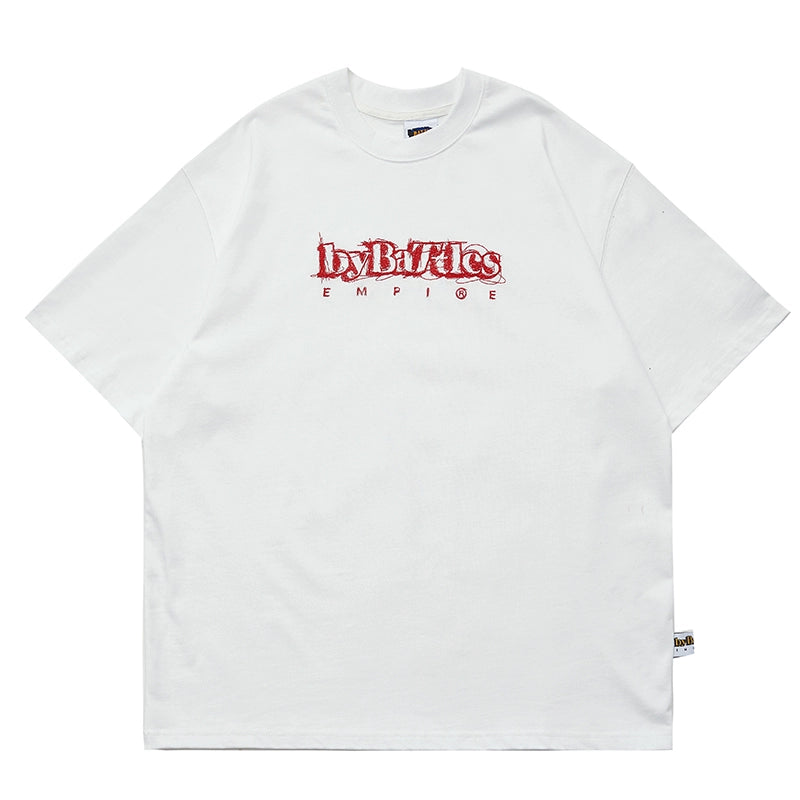 Battles Embroidery Logo Round Neck Loose Tee