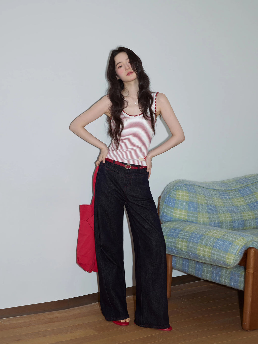 XUJING Vintage Drape Wide-leg Jeans