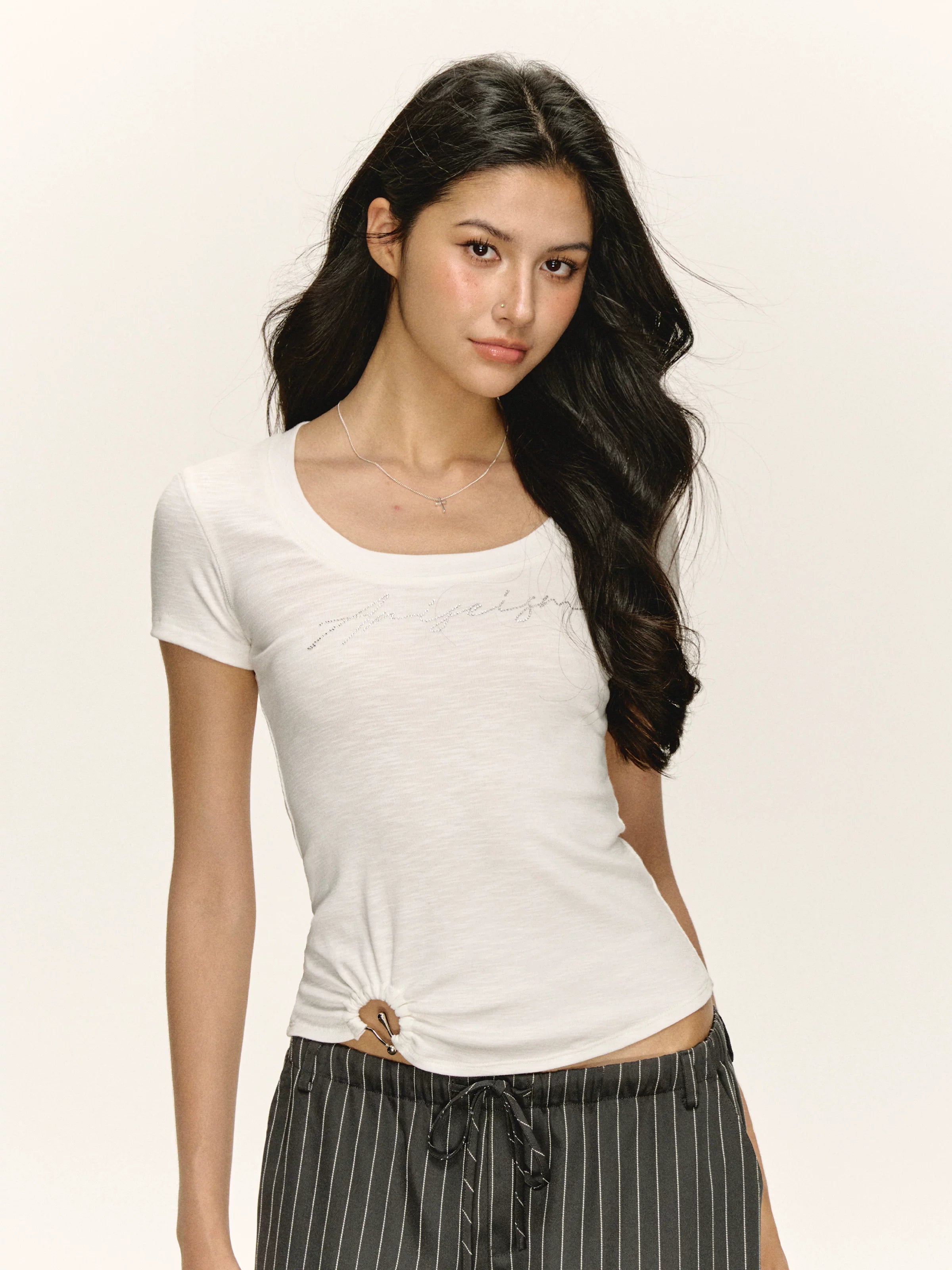 Ariseism Vintage Metal Twisted Crew Neck Short Tee