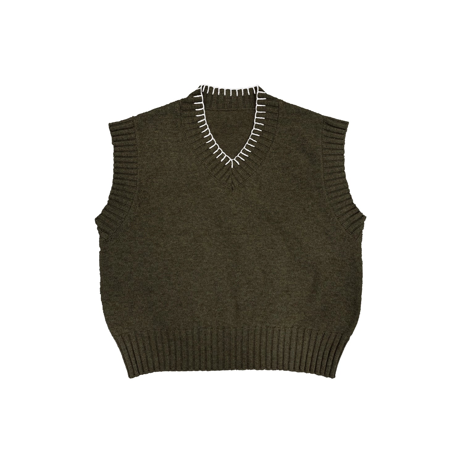 WANNALAB Wool-blend Coarse-needle V-neck Vest