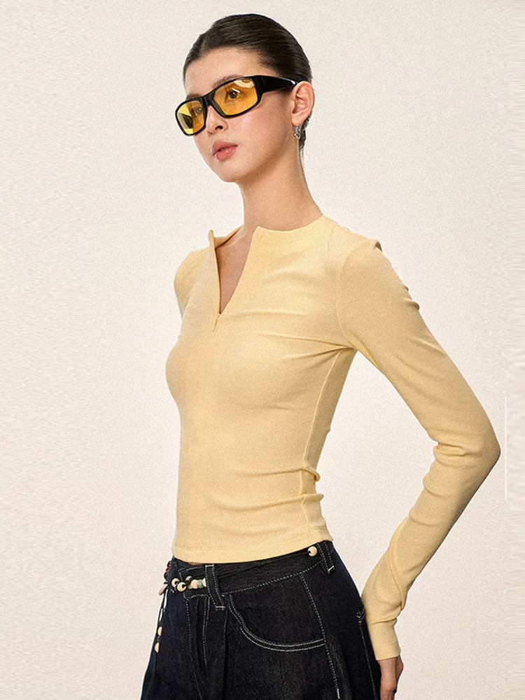 Cherry Melody Slim Slim V-neck Long Sleeves