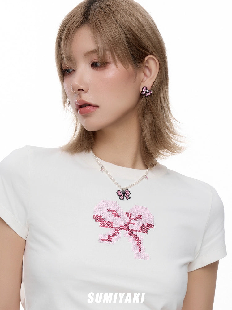 SUMIYAKI Bow Pearl Necklace