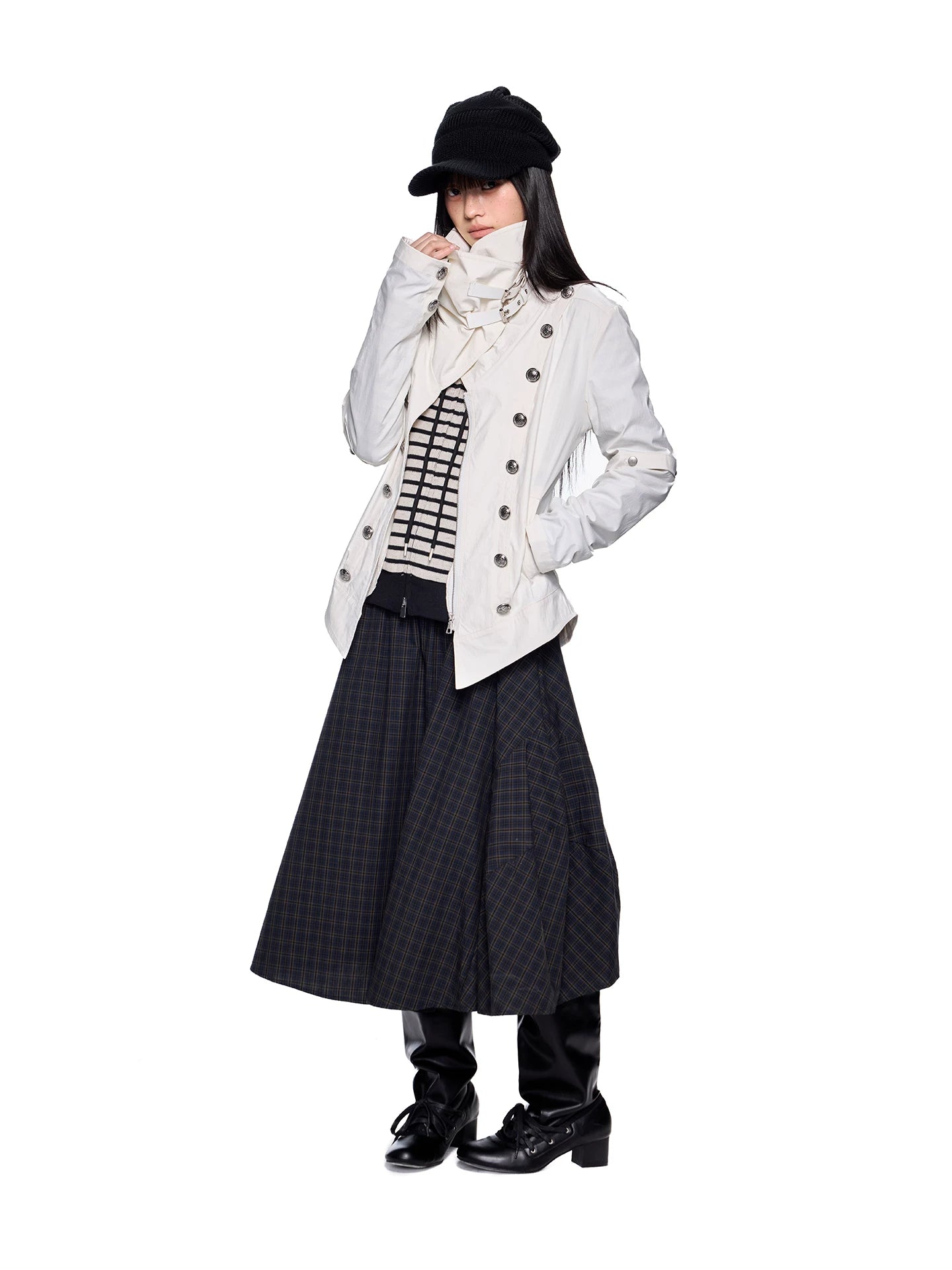 EZEK Turtleneck Metal Buckle Slim Jacket