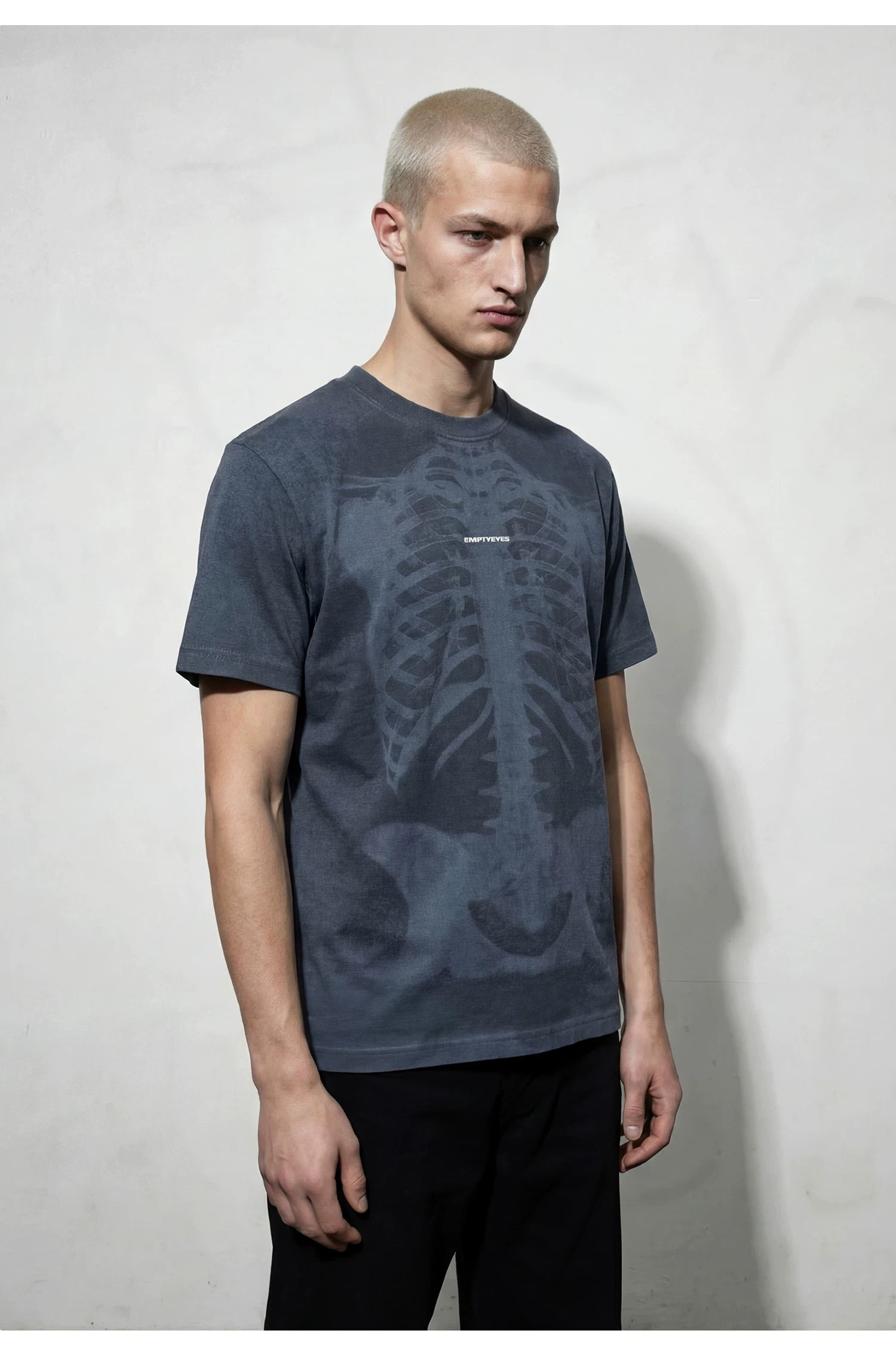 Empty Eyes Skeleton Print Casual Tee