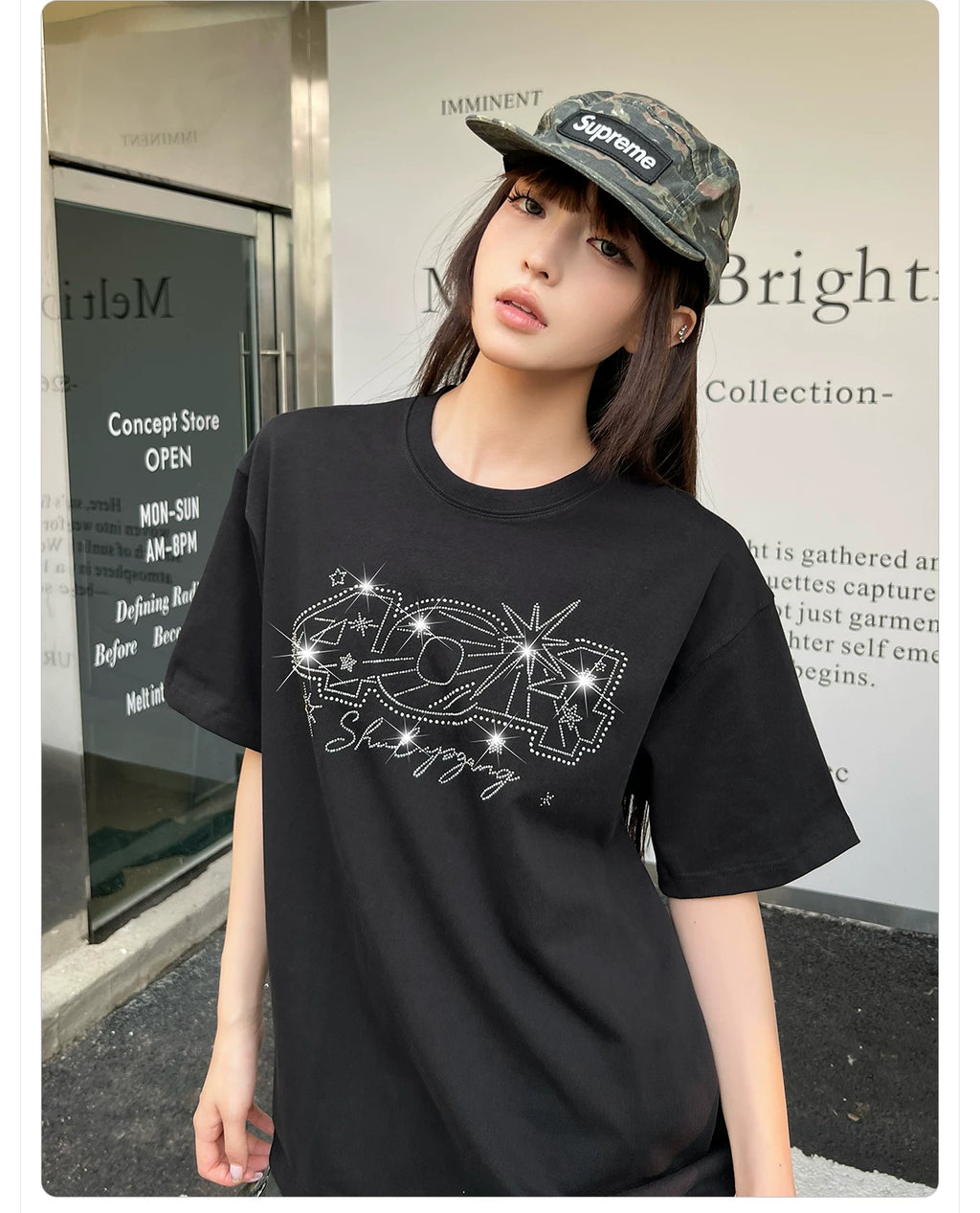 404MOB Star Hot Diamond Round Neck Tee