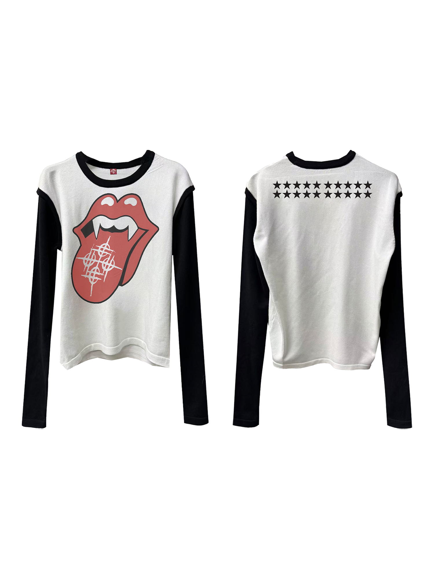 DETW Fun Spoof Tongue Contrasting Knitted Sweater