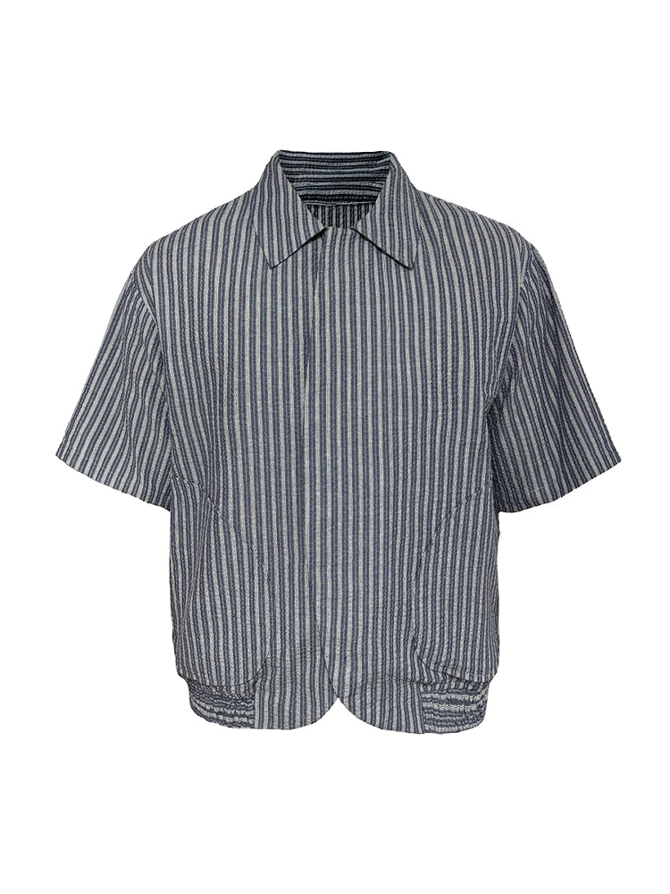 JCAESAR SHIRT Bubble Pleated Arc Shirt