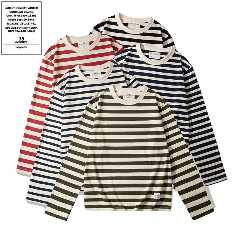 PrintAce Vintage Loose Striped Long Sleeve