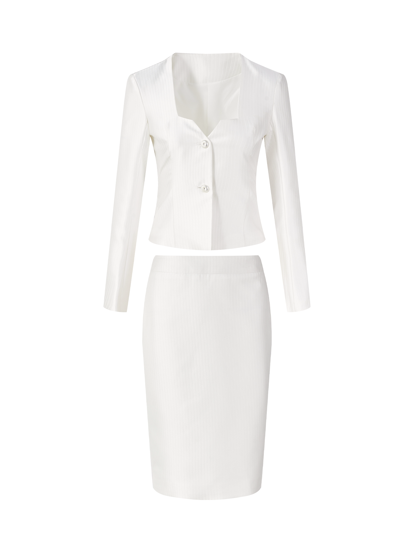 FINDYAWINGS Slim-fit V-neck Long-sleeved Skirt Set