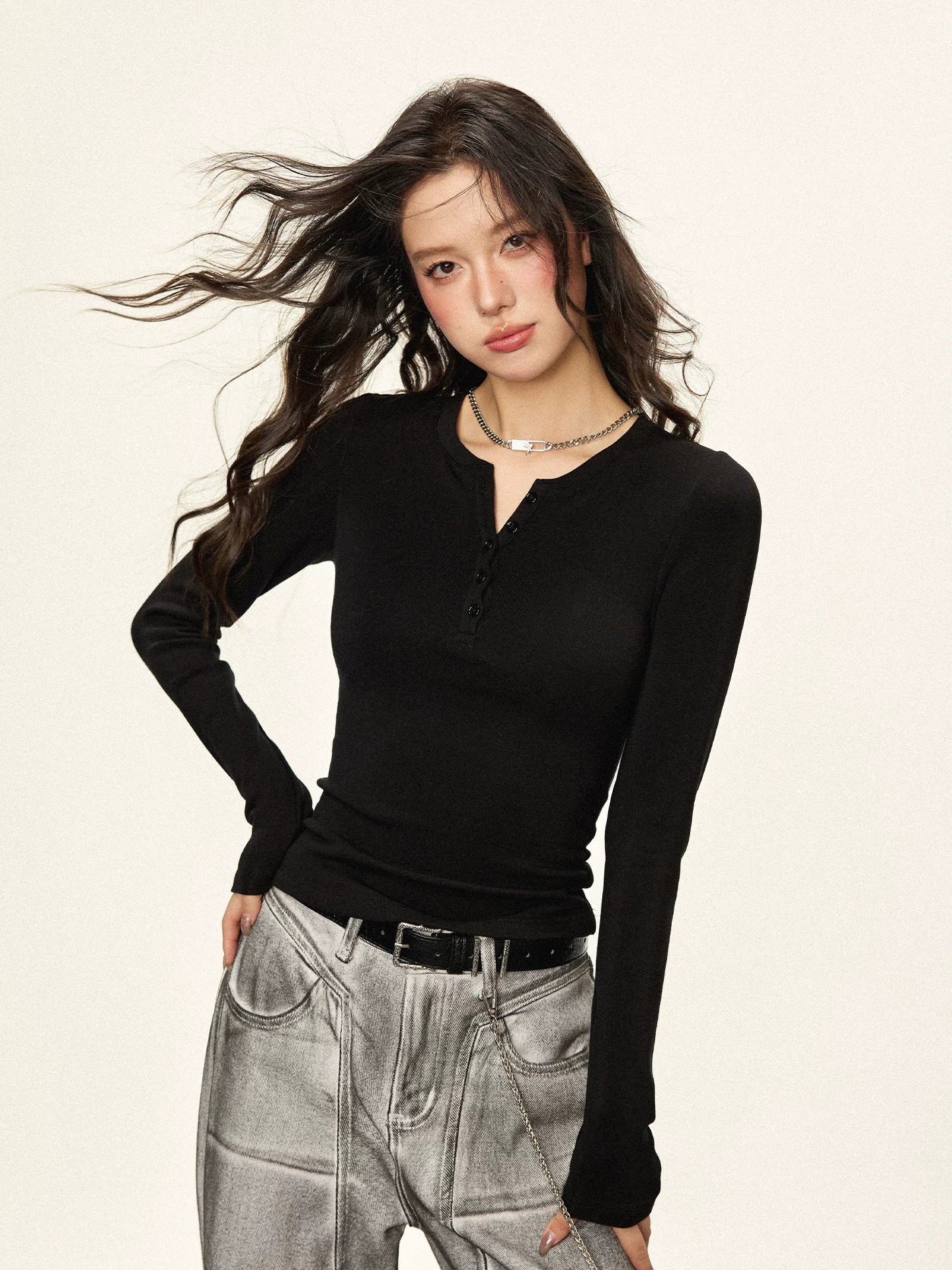 Cherry Melody Slim Fit Inner Versatile Long Sleeve