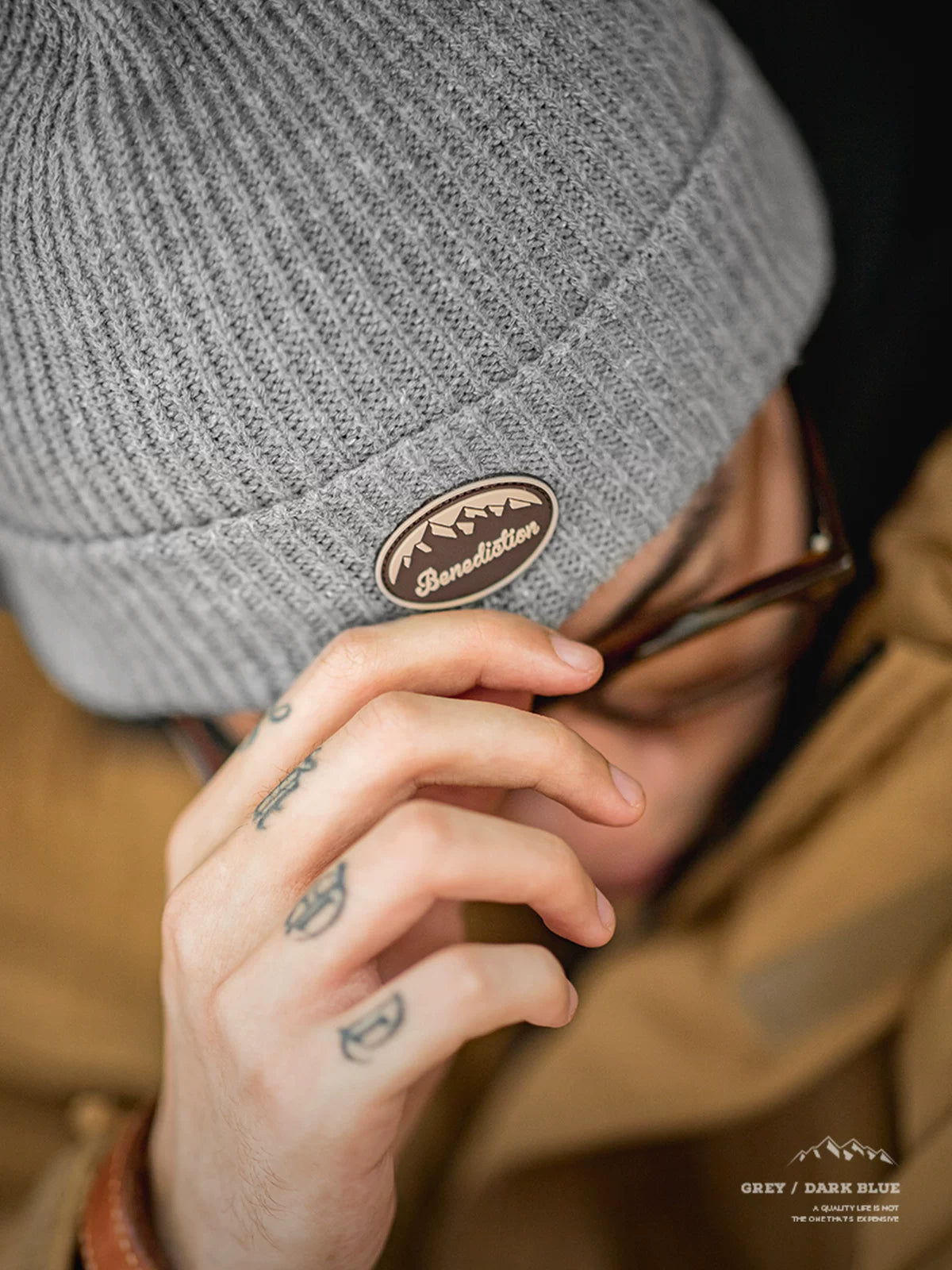 Madden retro folded edge knitted wool hat