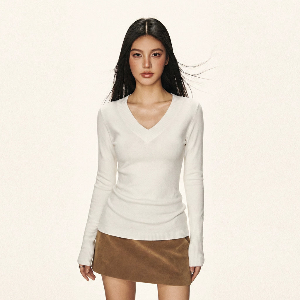 Cherry Melody Vintage Wool V-neck Knitted Long Sleeves