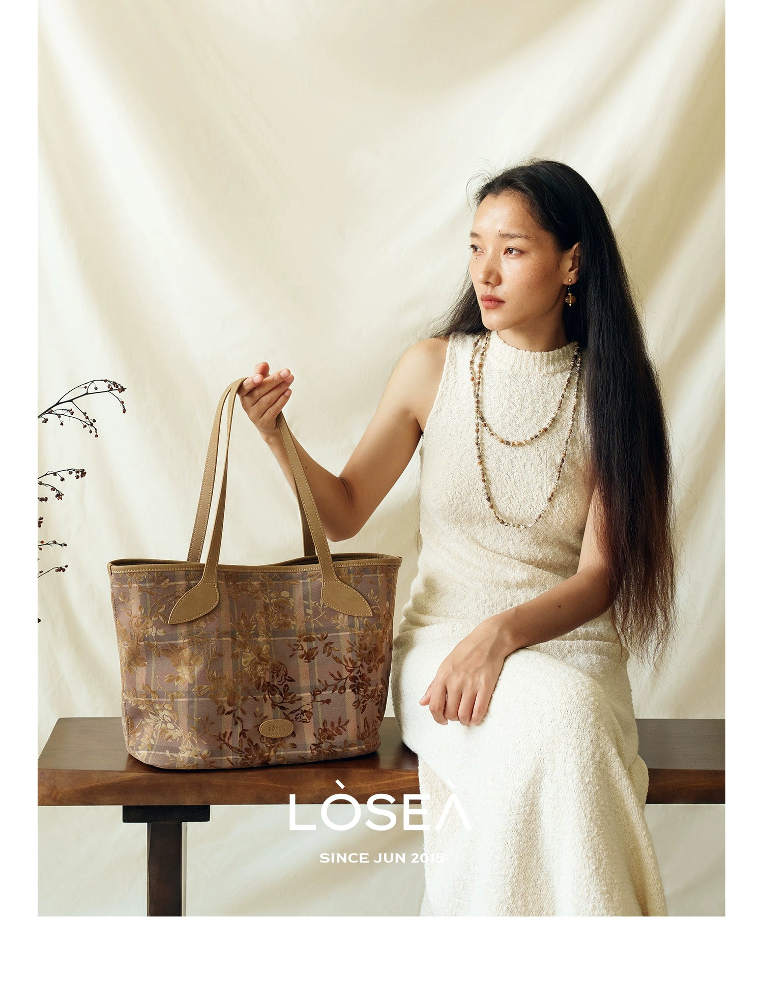 LOSEA Lu Xi All Things Grow Tie-dye flocking large-capacity tote bag