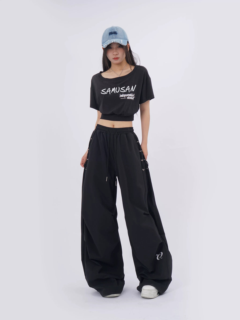 SAMUSAN Wide-leg Loose Drawstring Sweatpants