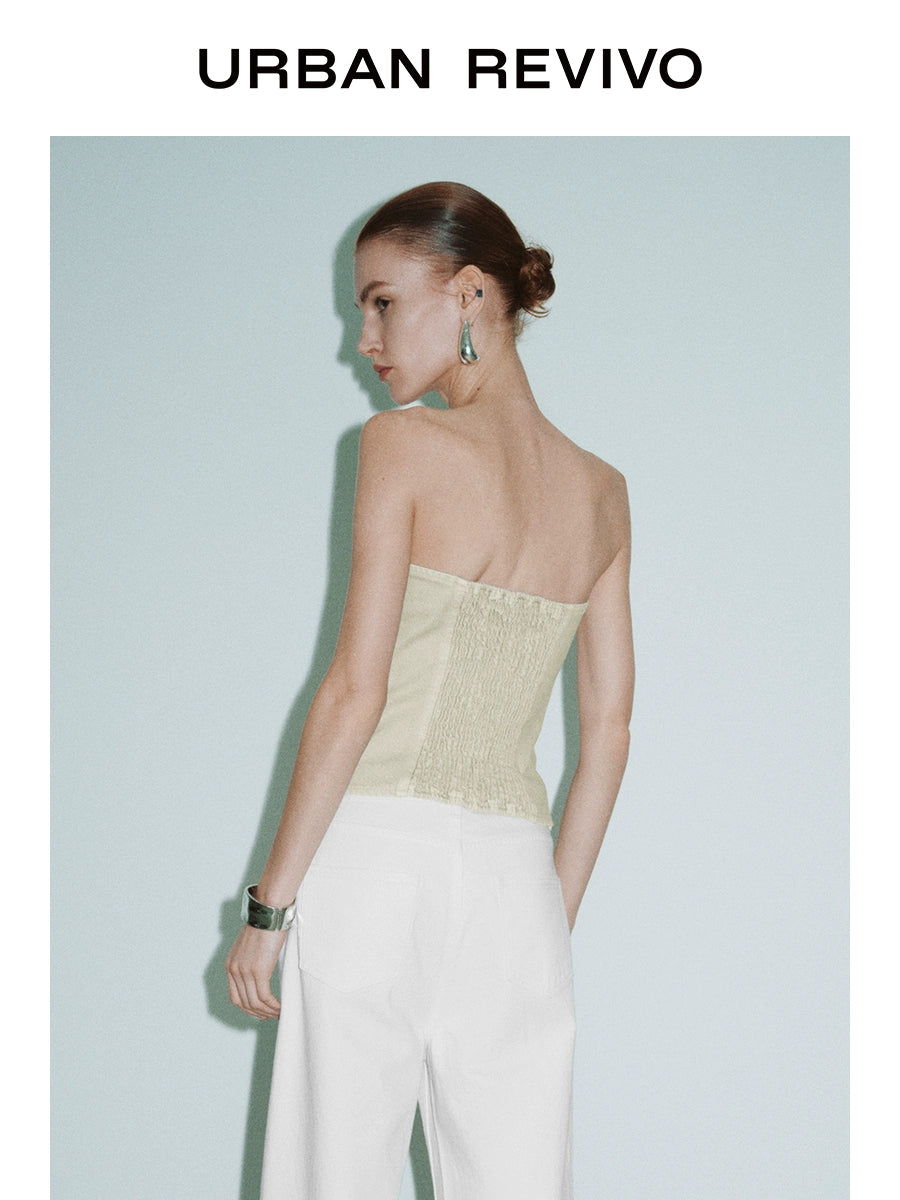 URBAN REVIVO Tube Top Sleeveless Casual Shirt