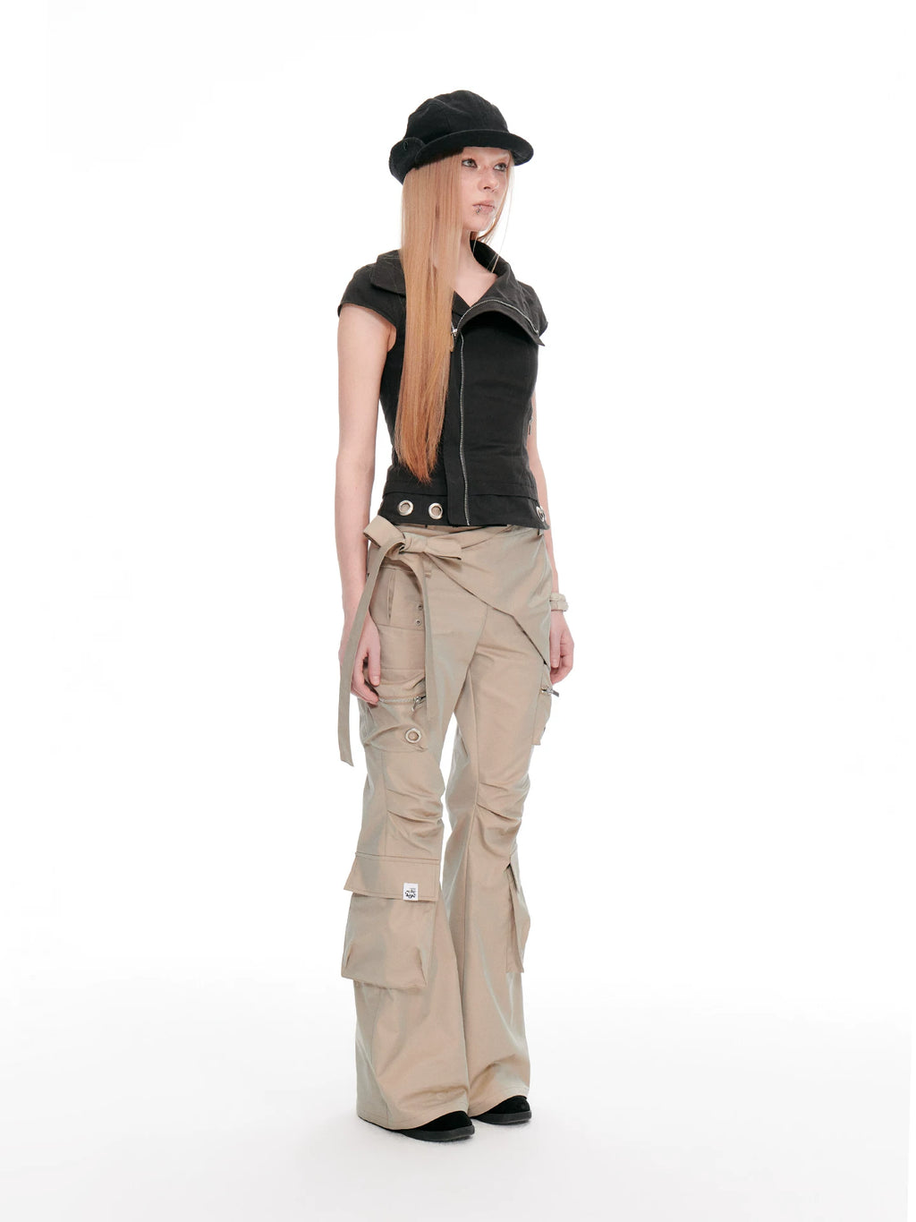 JIKOO Oblique Zipper Slim and Thin Tee