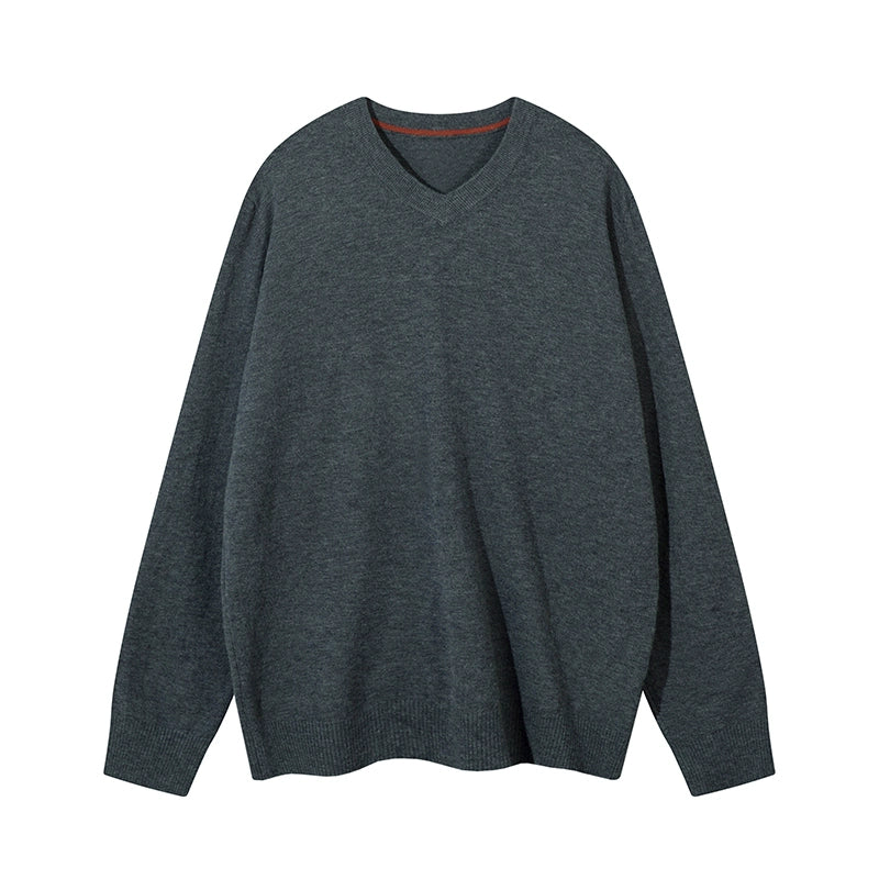 MADWITCH Vintage Simple V-Neck Knitted Bottom Sweater
