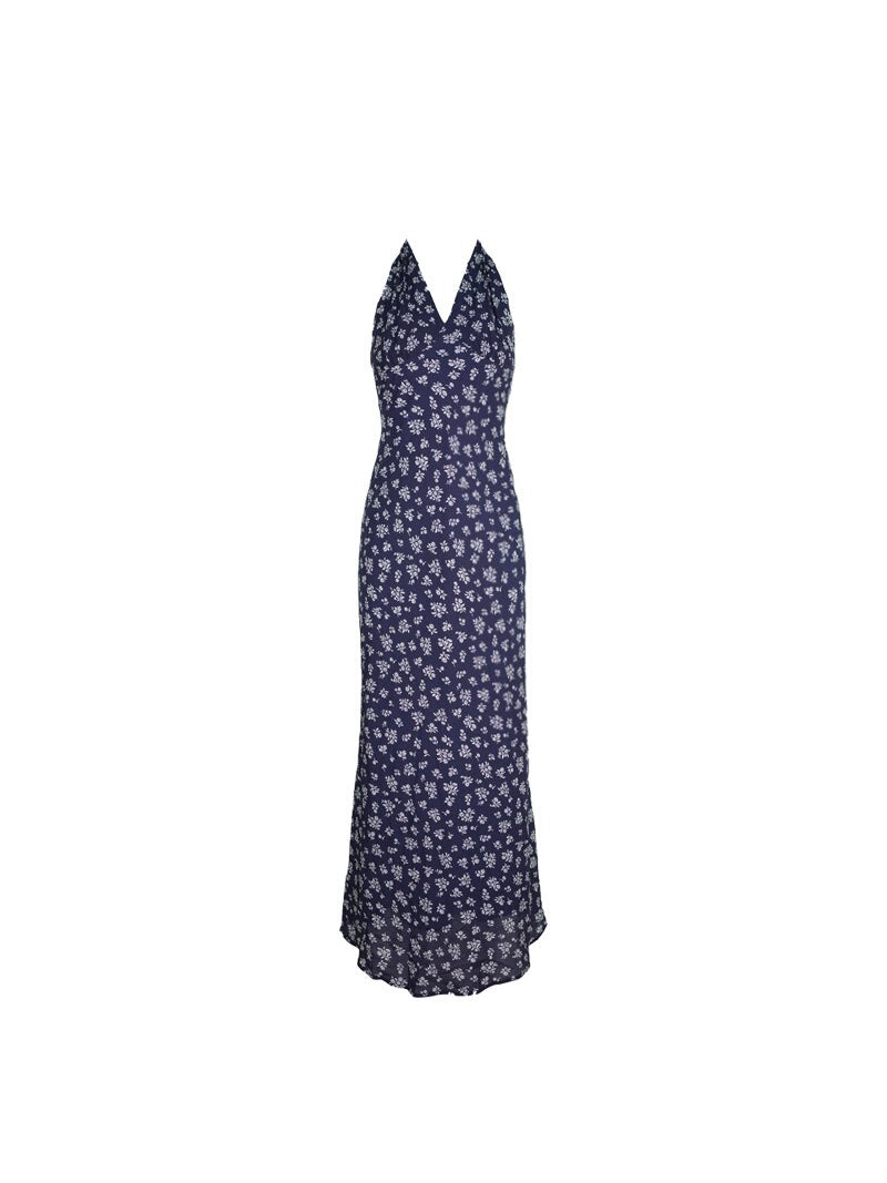 KELIFAN Retro V-neck Waist Floral Skirt