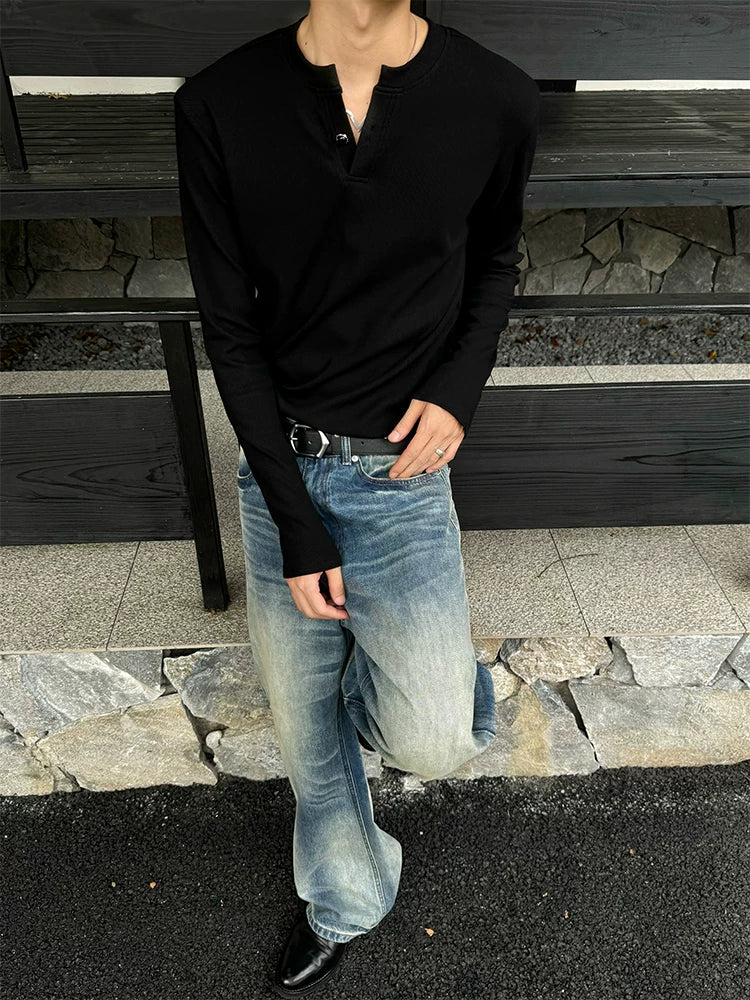 DM Tenacious Front Shoulder V Neck Casual Long Sleeve